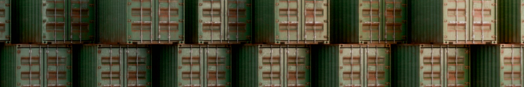 Banner image showing a row of 3D modeled shipping containers.