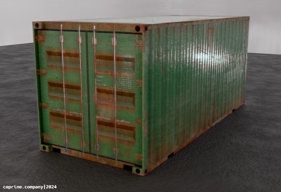 Image of the low poly shipping container model.